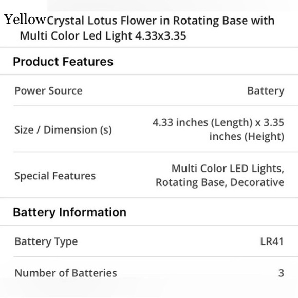 Handmade Crystal Yellow LED Light-up Rotating Lotus Flower - Picture 6 of 6